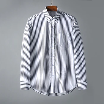 Рубашки TB THOM, высококачественная мужская одежда Оксфорд из чистого хлопка в вертикальную полоску, модная деловая блузка TB с длинным рукавом