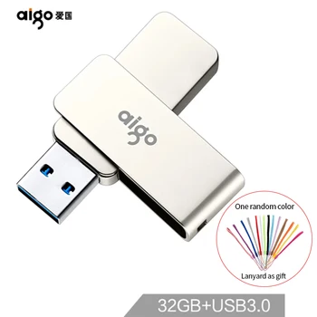 Флэш-диск Aigo Высокоскоростной USB3.0 Из Натурального металла, Вращающийся Автомобильный USB-накопитель 16 ГБ 32 ГБ 128 ГБ 256 ГБ Забавный Подарок-U330