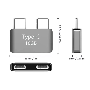 10 Гбит/с USB Dual Type-C Короткий Удлинитель От Мужчины к Женщине Адаптер-Удлинитель Кабельный Разъем для Ноутбука Внешний Штекер для MacBook Pro / Air
