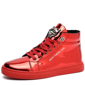 Роскошные брендовые мужские кроссовки для скейтбординга, Модная дизайнерская мужская обувь, обувь для скейтбординга в стиле хип-хоп, Мужские кожаные кроссовки с высоким берцем, мужская обувь
