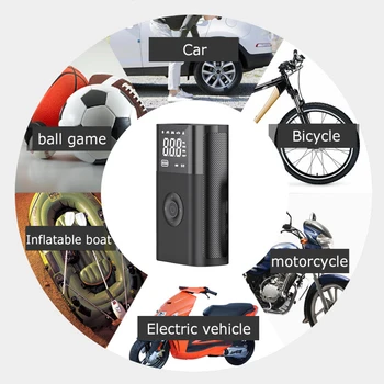 Автомобильный Воздушный Компрессор Type-C, Заряжающий Электронный Надувной Насос со Светодиодной Подсветкой, Цифровой Шинный Насос для Автомобиля, Мотоцикла, Велосипеда