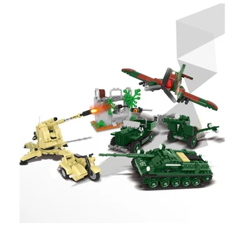 Военная модель Второй мировой войны, танк, артиллерийская сцена, аксессуары для поделок, строительные блоки, кирпичи, игрушки, подарки