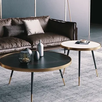 Дизайнерский журнальный столик Nordic Home Round Rock Диван-приставной столик Современная мебель для гостиной, сочетание домашнего журнального столика