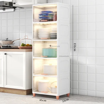 Современный пластиковый кухонный шкаф для кухонной мебели, шкаф для хранения Многослойный Многофункциональный Высококлассный бытовой щелевой шкаф