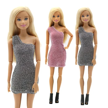 Одежда Блестящая юбка на одно плечо Облегающая юбка Аксессуары для одежды Одежда для куклы Барби Бесплатная доставка