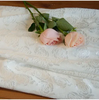 Новая льняная яркая шелковая хлопчатобумажная ткань Высокого класса из яркого шелка с белой розой, жаккардовая ткань, Высококачественное платье для шитья чонсам