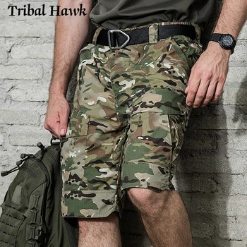 Мужские шорты В стиле милитари, армейские тактические камуфляжные шорты SWAT, Повседневные боевые брюки для пейнтбола с множеством карманов, летние камуфляжные короткие брюки-карго