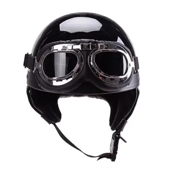 Немецкий мотоциклетный шлем с открытым лицом для байкера Chopper Cruiser (черная искусственная кожа, M)