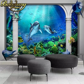 бейбехан пользовательские фрески фото фон 3d напольная плитка стерео Синее море коридор кофе Современное искусство Отель обои домашний декор