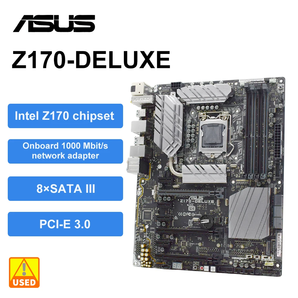 ASUS Z170-DELUXE Mining + i5 7500 DDR4 64 ГБ с задержкой 1151 Комплект материнских плат Intel Z170 PCI-E 3.0 M.2 SATA3 PCI-E X16 ATX Core i7 i5 i3Cpu