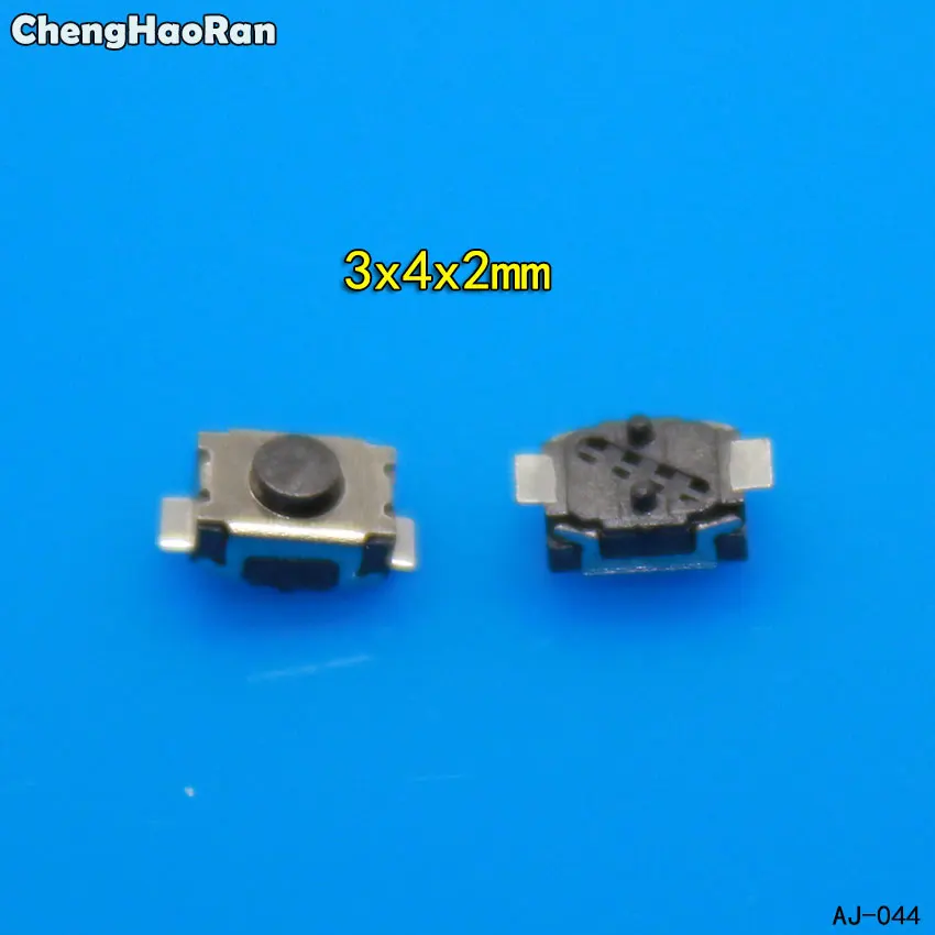 ChengHaoRan 10-100шт 3x4x2.0 кнопка 2P двухфутовые ножки 2 pin 2P SMD Патч-переключатель такта вертикальный кнопочный переключатель micro 3*4*2 мм