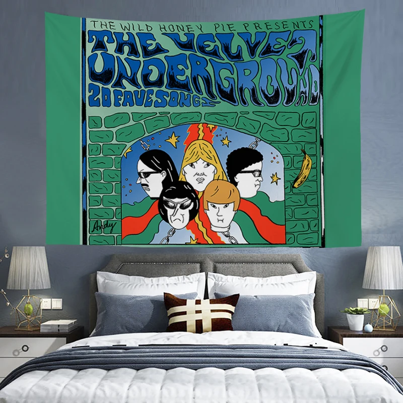 Velvet Underground Гобелен, висящий на стене, Декоративные Гобелены, декор изголовий, Эстетическое оформление комнаты, Обои для спальни