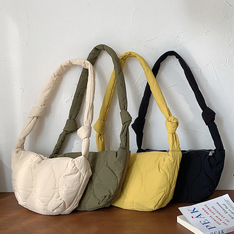 Винтажная женская сумка в складку, повседневная женская подмышечная сумка, модная нейлоновая сумка для пельменей, роскошные женские сумки и кошельки, дизайнерская сумка