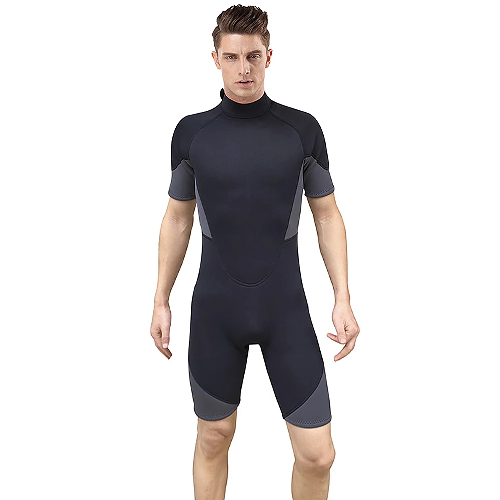 Мужской короткий гидрокостюм из неопрена толщиной 3 мм, водолазный костюм на молнии сзади, гидрокостюм для дайвинга, снорклинга, серфинга, рафтинга, каякинга