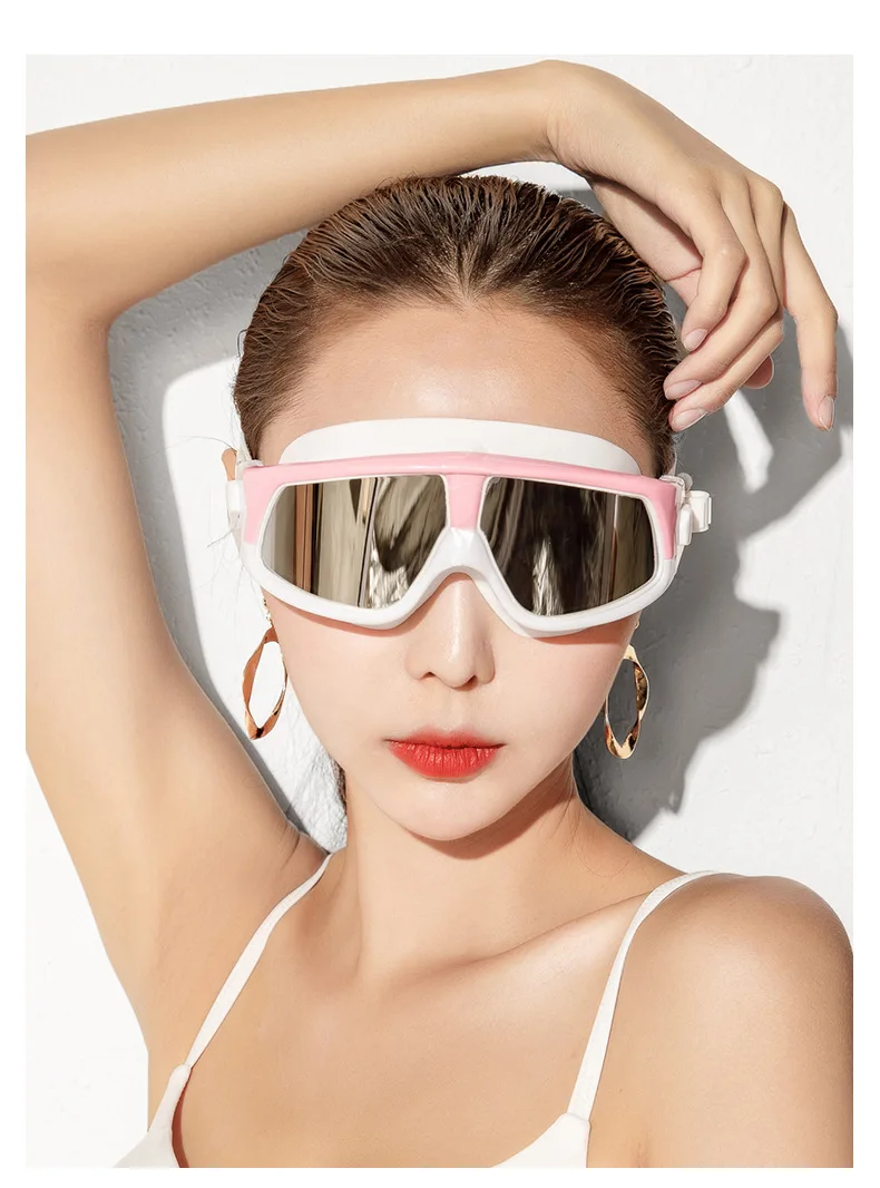 Новые модные плавательные очки в большой оправе для взрослых, высококачественные HD-очки для плавания с защитой от запотевания, Прямая оптовая цена от производителя