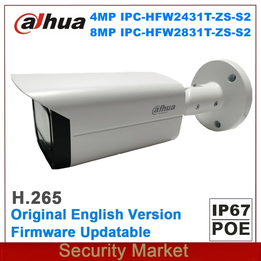 Оригинальная Английская Сетевая камера Dahua с 4-мегапиксельным разрешением IPC-HFW2431T-ZS-S2 и 8-мегапиксельным разрешением IPC-HFW2831T-ZS-S2 POE Lite IR с переменным фокусным расстоянием