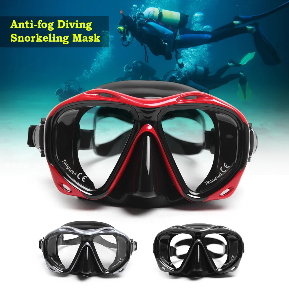Очки для подводного плавания с защитой от запотевания, двухоконные очки для подводного плавания, линзы из закаленного стекла, гибкие