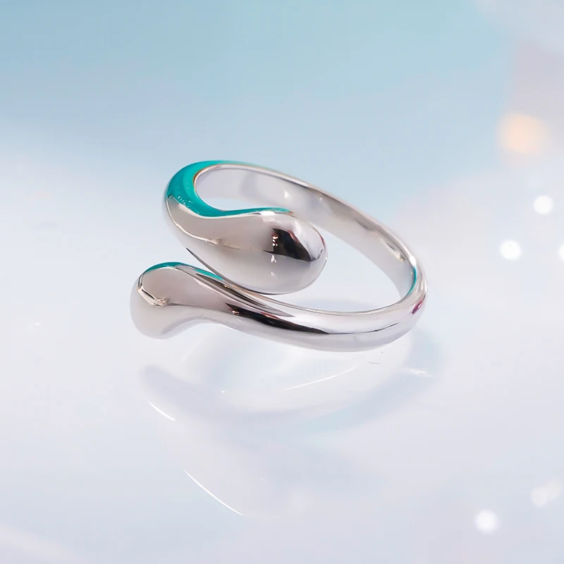 Простое и модное открытое глянцевое кольцо с каплей воды, кольцо с перекрестным темпераментом для подарка подруге