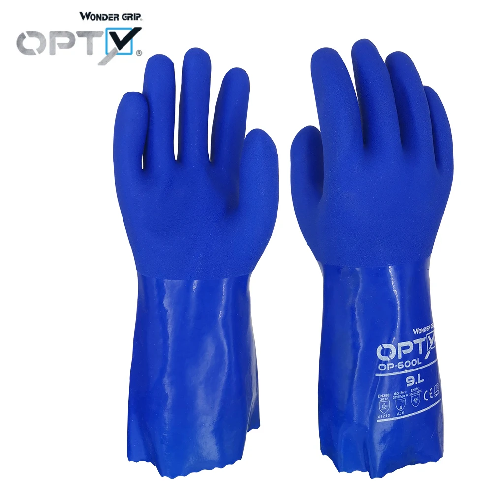 удлиненные Защитные Водонепроницаемые Маслостойкие рабочие перчатки из ПВХ с химической защитой 30 см синего цвета
